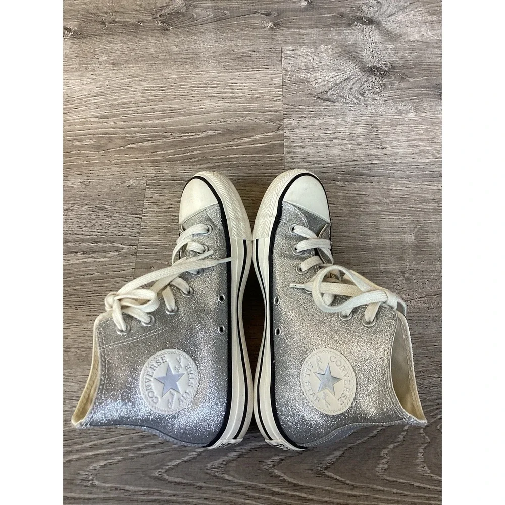 Converse CTAS Shiny Metal Hi 564869C Womens 6.5 Silver/Egret/Black Shoes